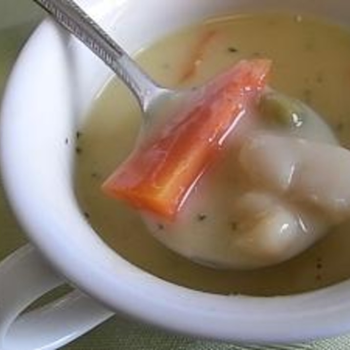 キャンベルクリームチキン缶で★豆ごろごろ濃厚スープ